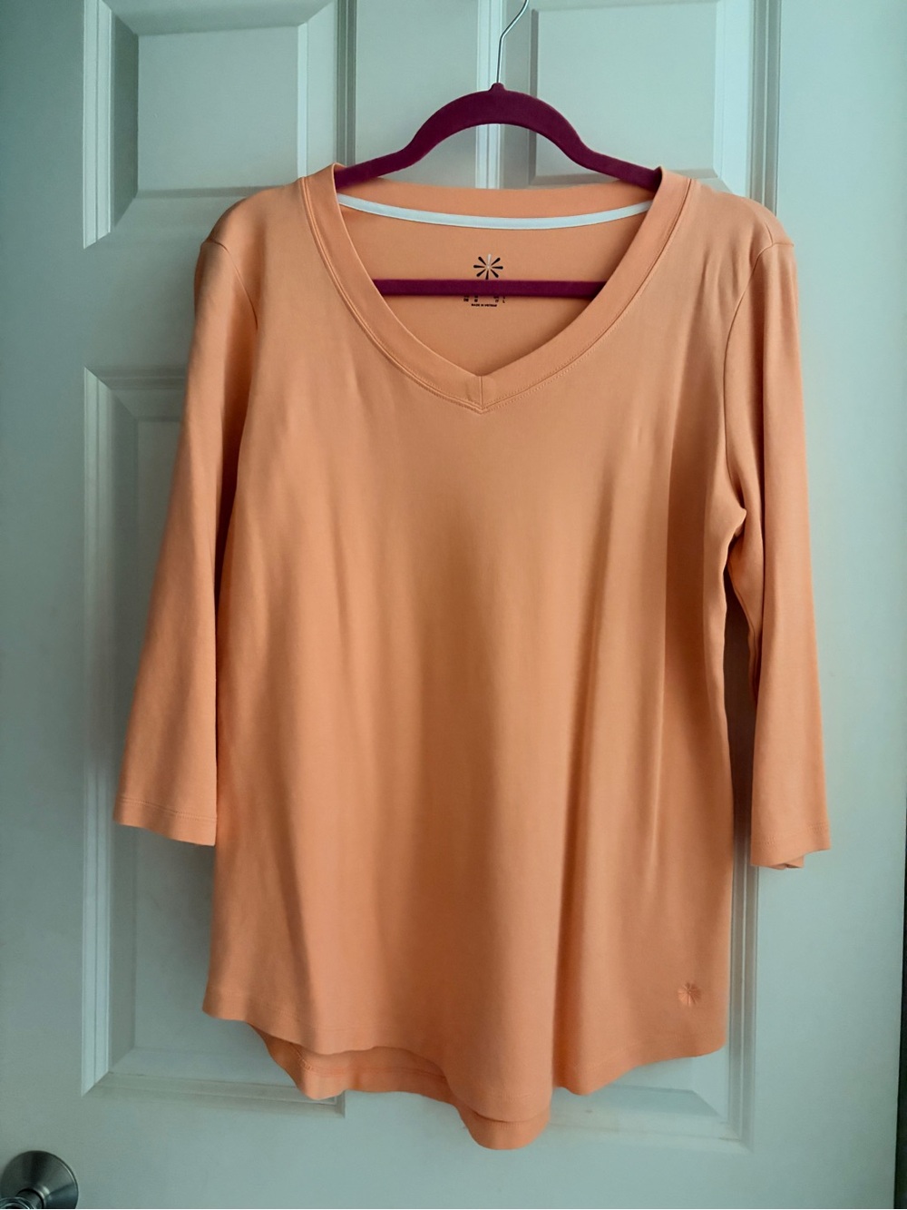 Like new! Isaac Mizrahi Pima Cotton V-Neck 3/4 Sleeve Tunic Top